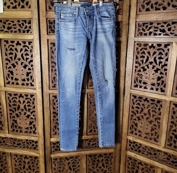 AG Adriano Goldschmied Distressed Blue Skinny Jeans - Picture 1 of 9